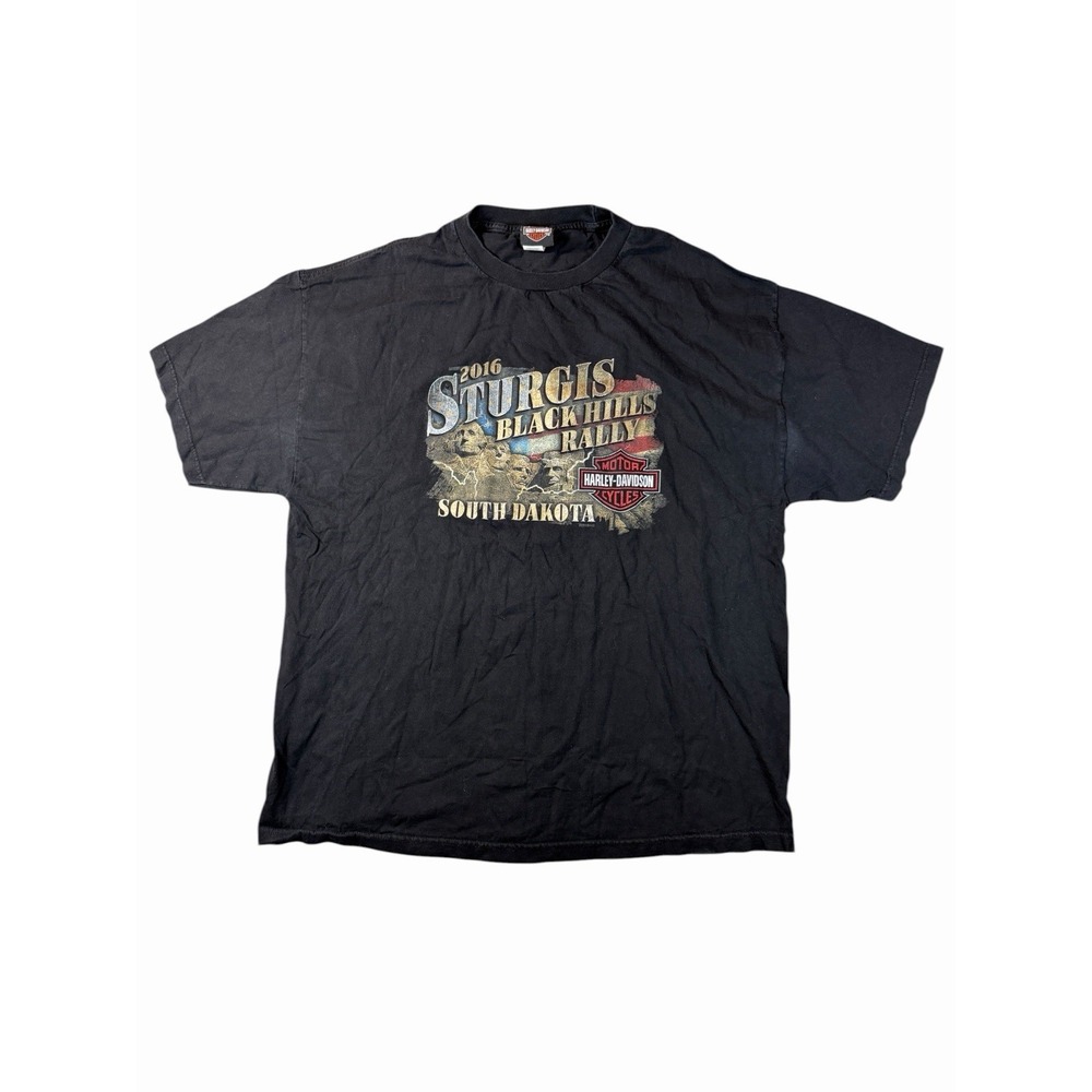 Harley Davidson Sturgis 2016 T Shirt Mens 2XL Black Rally Biker Made Mexico